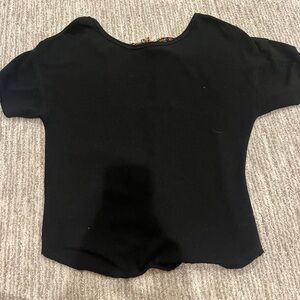 Black and Floral Tie Sweater Blouse